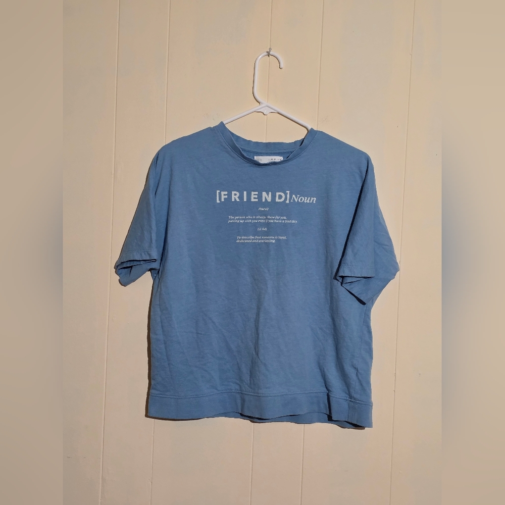 Zara Blue Friend Oversized Graphic Tee